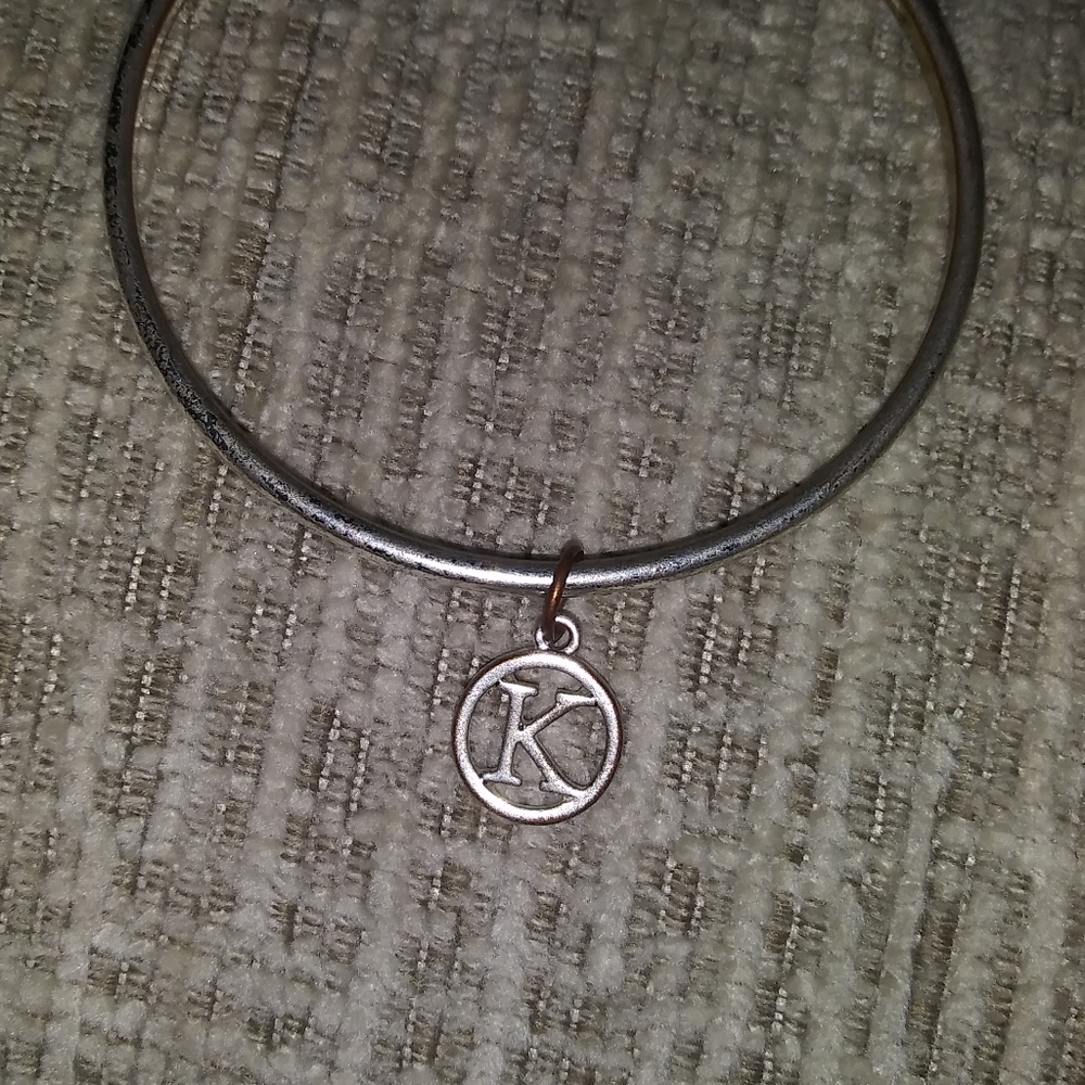 Silver Letter K Bangle